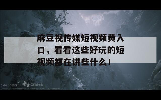 麻豆视传媒短视频黄入口，看看这些好玩的短视频都在讲些什么！