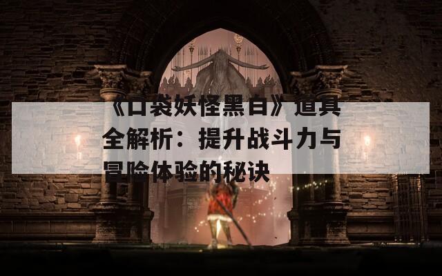 《口袋妖怪黑白》道具全解析：提升战斗力与冒险体验的秘诀