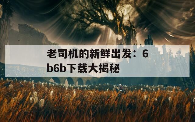 老司机的新鲜出发：6b6b下载大揭秘