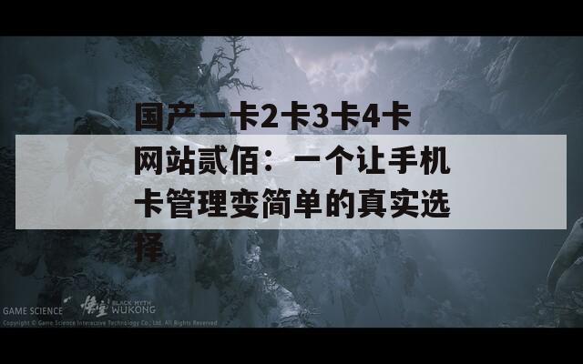 国产一卡2卡3卡4卡网站贰佰：一个让手机卡管理变简单的真实选择