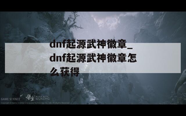 dnf起源武神徽章_dnf起源武神徽章怎么获得