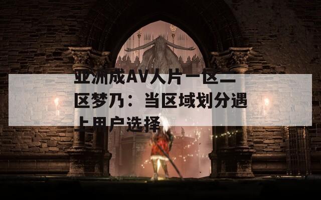 亚洲成AV人片一区二区梦乃：当区域划分遇上用户选择