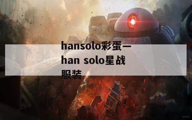 hansolo彩蛋—han solo星战服装