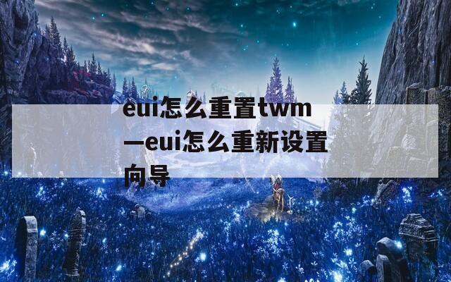 eui怎么重置twm—eui怎么重新设置向导