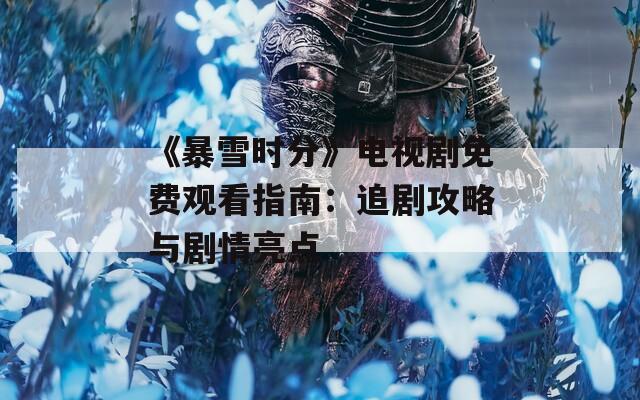 《暴雪时分》电视剧免费观看指南：追剧攻略与剧情亮点